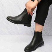 تصویر نیم بوت زنانه چرم کد ۸۷ سایز ۳۷ تا ۴۰ رنگ کرم و مشکی 