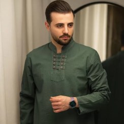 تصویر پیراهن مردانه الیاف طبیعی مدل ۸ دکمه سایز ۳ ایکس 
