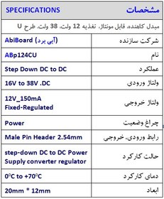 تصویر ماژول مبدل تغذیه DC به DC کاهنده آبی برد ABp124CU 