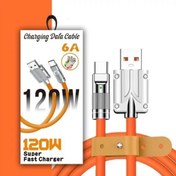 تصویر کابل شارژر سوپر فست TYPE-C ۱۲۰ وات چراغدار سیلیکونی 