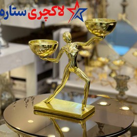 تصویر جاشمعی و اردو خوری بالرین آلمینیومی طلایی و نقره ای ballerina 