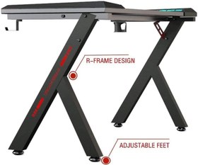 تصویر میز گیمینگ فلزی با چراغ LED RGB 