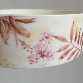 تصویر کاسه سرامیکی دستساز طرح برگ Handmade ceramic bowl leaves design