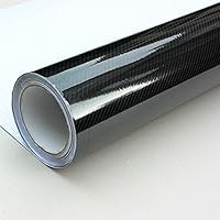تصویر برچسب DIYAH High Gloss 4D وینیل فیبر کربن مشکی با ضد چروک بدون حباب هوا (12 اینچ X 60 اینچ / 1FT X 5FT) DIYAH High Gloss 4D Black Carbon Fiber Vinyl Wrap Sticker with Air Release Bubble Free Anti-Wrinkle (12" X 60" / 1FT X 5FT)