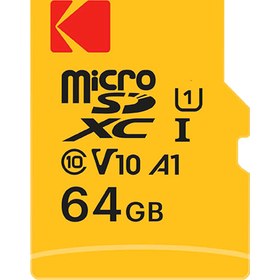 تصویر کارت حافظه‌ microSDXC کداک کلاس 10 استاندارد UHS-I U1 A1 مدل Premium Performance V10 ظرفیت 64 گیگابایت همراه با آداپتور SD Kodak Premium Performance V10 MicroSD Memory Card SDXC Class 10 UHS-I U1 A1 with SD adaptor - 64GB