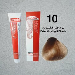 تصویر رنگ مو مدیا سری طبیعی شماره 10 حجم 100 میلی لیتر رنگ بلوند خیلی خیلی روشن 