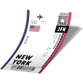 تصویر استیکر بلیط هواپیما به نیویورک New York Boarding Pass کد 792 
