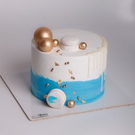 تصویر کیک خامه ای طرح آبی 