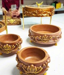 تصویر ست هفت سین موتیف یا منبت - موتیف پایه دار 