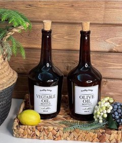 تصویر بطری قهوه ای با درب چوب پنبه ای یک لیتری 