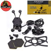 تصویر هولدر موبایل شارژردار فلزی موتور سیکلت 