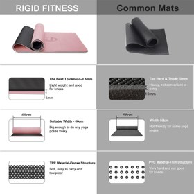 تصویر RIGID FITNESS 6mm Anti-Slip TPE Yoga Mat with Carry Bag - Knee Support Non-Slip Exercise Mat Lightweight Training Mat for Yoga Pilates Fitness Home Workouts - Workout Mat - 183 66cm - ارسال 15 الی 20 روز کاری 