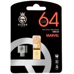 تصویر فلش مموری کوئین تک Queen Tech Marvel 64GB با مبدل USB-TYPE C 