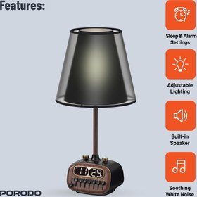 تصویر چراغ رومیزی با بلندگوی بلوتوث پرودو مدل PD-RDBTSCP Porodo Lifestyle Retro Desk Lamp with White Noise and Bluetooth Speaker PD-RDBTSCP