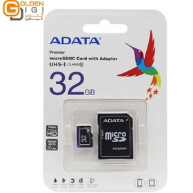 تصویر کارت حافظه microSDXC ای دیتا مدل Premier کلاس 10 استاندارد U1 سرعت 80MBps ظرفیت 64 گیگابایت به همراه آداپتور SD ADATA microSDXC Premier UHS-I U1 80MBps - 64GB