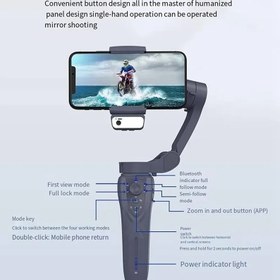 تصویر گیمبال موبایل و دوربین اکشن مدل f12 3-axis foldable gimbal 