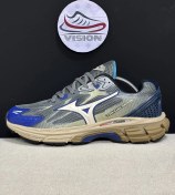 تصویر کفش کتانی بزرگ پا (کیفیت=اورجینال) مدل میزانو سرمه ای کرم Mizuno 