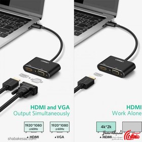 تصویر مبدل USB Type-C به VGA/HDMI یوگرین مدل MM123-30843 converter Ugreen MM123-30843