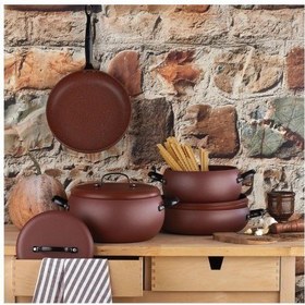 تصویر سرویس قابلمه گرانیتی کرکماز مدل چوملک Çömlek A2657 KORKMAZ Çömlek A2657 7Pieces Cookware Set