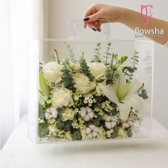 تصویر باکس گل کیفی شفاف بلانک 