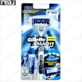 تصویر خودتراش ژیلت مدل MACH3 Turbo به همراه یک یدک GILLETTE MACH3 TURBO RAZOR