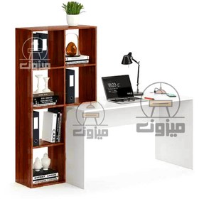 تصویر میز تحریر ساده کتابخانه دار مدل پارسا یک میزون چوب 