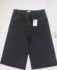 تصویر شلوار لی زنانه واید لگ کوتاه اورجینال برند برشکا فروش تک و عمده BERSHKA