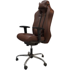 تصویر صندلی گیمینگ یا گیم Gaming مخصوص بازی بامو مدل G2021 چرم قهوه‌ای شیک و مدرن 