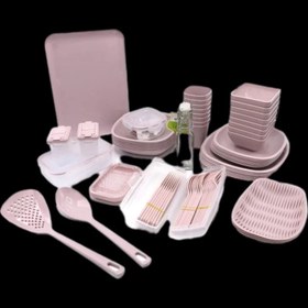 تصویر سرویس ظروف مسافرتی ۸ نفره لیمون - طوسی 