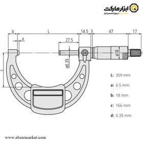 تصویر میکرومتر میتوتویو 300-275 میلی متر خارج سنج مدل 148-103 