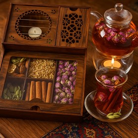 تصویر جعبه دمنوش چوبی 