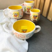 تصویر ست ماگ باب‌اسفنجی شامل ماگ و شات قهوه 