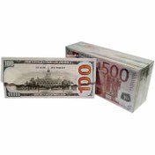 تصویر پاکت پول طرح دلار و ارزهای رایج بسته 100 عددی 