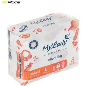 تصویر نوار بهداشتی خیلی نازک همیشه خشک مشبک نرم سایز بزرگ مای لیدی 8 عددی My lady pad large 8pcs