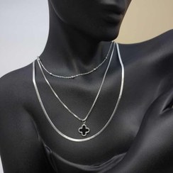 تصویر گردنبند دخترانه زنانه 3 لاین ونکلیف کد 160-1700 Van cleef 3 line necklace for women