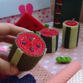 تصویر شمع دستساز موم عسلی ارگانیک و طبیعی یلدایی تک و عمده 