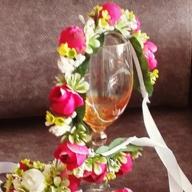 تصویر گل ارایی تاج و دستبند عروس 