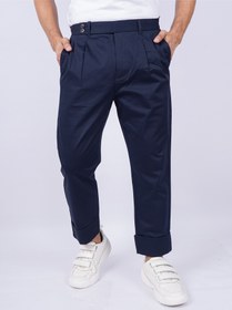 تصویر شلوار چینی ساده مردانه با چین در جلو در آبی الکتریکی برند selected Men's Plain Casual Chino Pleat Front Pants in Electric Blue