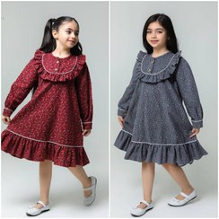 تصویر پیراهن دخترانه عروسکی یقه چینی گلدار سایز ۴ 