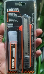 تصویر کاتر حرفه ای فایندر به همراه ۱۰ عدد تیغ مدل 191785 Utility Knife + 10 Pcs Blade