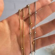 تصویر ست گردنبند و دستبند زنانه البرنادو استیل نقره ای 