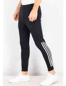 تصویر شلوار راحتی مردانه با کمر کشی، مشکی و سفید برند Adidas Men Regular Fit Drawstring Sweatpants, Black and White