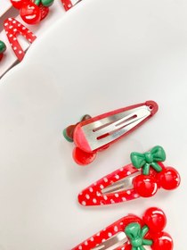 تصویر گیره تق تقی گیلاسی جفتی کد ۲۷۳۴ Cherry hair clip