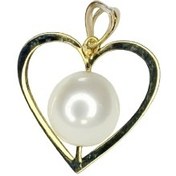 تصویر پلاک طلا زنانه قلب و مروارید 