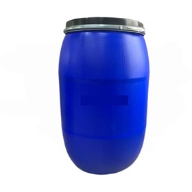 تصویر بشکه ۲۲۰ لیتری دهانه گشاد آبی با تسمه فلزی مواد نو ۸کیلو وزن دوجداره 