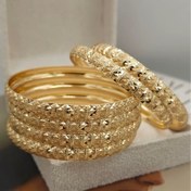 تصویر النگو طلا روس 3عددی رنگ ثابت ابکاری طلا 