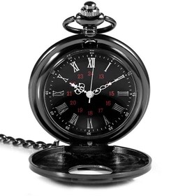 تصویر ساعت جیبی آنالوگ مردانه با الگوی مشکی مات PW-016 برند yash Men's Black Matel Pattern Analog Pocket Watch PW-016