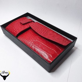 تصویر ست دو تکه جا رژی و کیف پول چرم طبیعی کد 181 - زرد Card Holder set and key holder