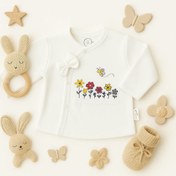 تصویر مانتو نوزادی جلو دکمه دار سفید پامچال 