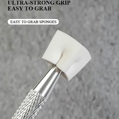 تصویر پد آمبره اسفنجی ۱۰۰ عددی ناخن به همراه خودکار مخصوص - سفید 